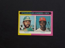1975 Topps Stolen Base Leaders Baseball Card. #309 Bill North/Lou Brock...