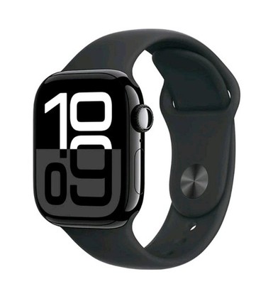 Apple Watch Series 10 42mm GPS + Cell w/ Sport Band S/M MWX63LW/A Jet Black Case