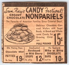 1937 CHOCOLATE NONPARIELS CANDY Vintage 3.5"X3.5" Newspaper Ad 1930's OCT-10