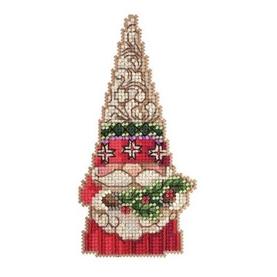 Mill Hill/Jim Shore 14ct Kreuzstich-Set 2,5''x5'' - Wichtel hält Stechpalme