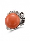 Vintage palladium ART DECO FINE CORAL FILIGREE DIAMOND COCKTAIL FAN SPRAY ring — photo 10