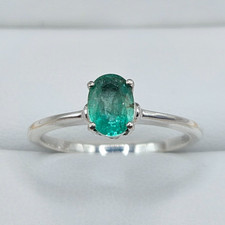 Sterling Silver Emerald solitaire ring, 0.65ct Size P 1/2