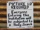 VINTAGE JAIL PORCELAIN SIGN OLD PRISON JIM THORP WARDEN PENITENTIARY BODY SEARCH