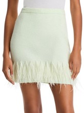 Cinq a Sept Womens Briana Feather Trim Mini Skirt Medium Patina - NWT 295