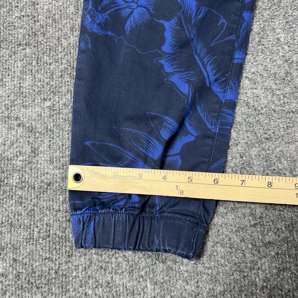 Pantalones Jogger Modernos de Diversión para Hombres Medianos Azul Marino Tropical Floral Cordón Puños Foto 2 de 4