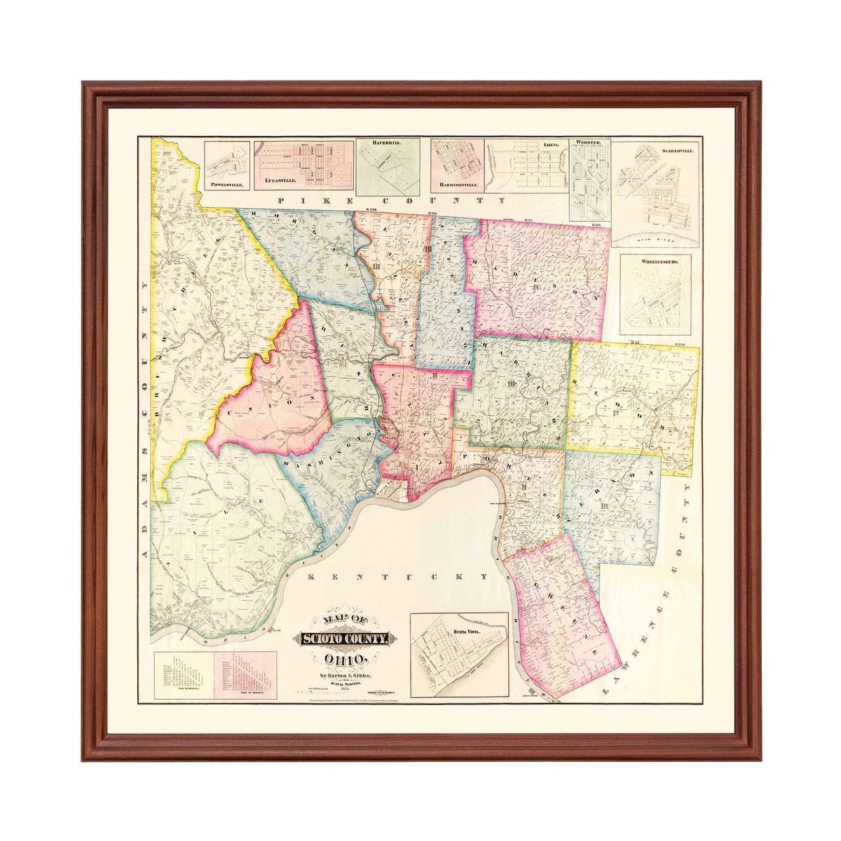 Old Map of Scioto County, OH 1875 - Vintage Ohio Art | eBay