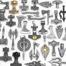 Viking Variety Weapons Men Pendant Necklace Stainless Steel Nordic Myth Chain Re