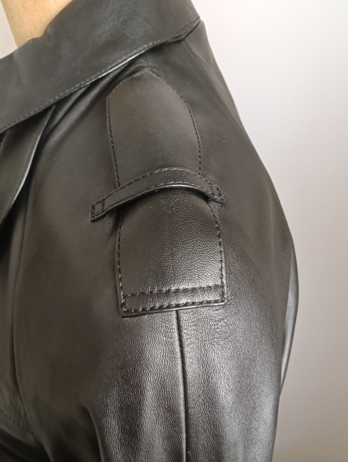 Massimo Dutti | Women's Black Leather Trench Coat With Belt | NWOT | image 8