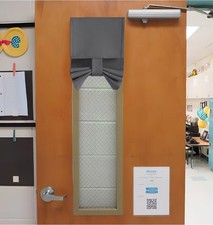 NICETOWN Blackout French Door Curtains Privacy Shade 1 Panel Grey 8"W x 36"L