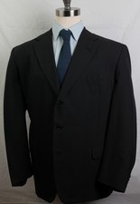 Oxxford Black Herringbone Suit 46 L Savile Row Tropical Super 100&rsquo;s Wool Mens