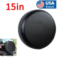 15" DIY Spare Tire Cover Trailer Wheel & Tyre Protector Against Sun & Rain Black
