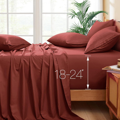 Extra Deep Pocket Queen Sheets - Fits Mattress 18-24 Inches Deep - 6 Pieces Hote
