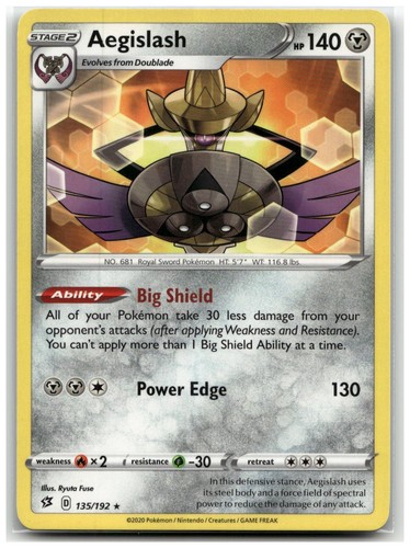 Aegislash 135/192 SWSH02: Rebel Clash Rare Pokemon TCG NM