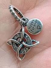 Bracelet Charm Silver 925 Celtic Witches Knot + Velvet Pouch