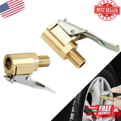 2-Pack Brass Tire Air Chuck, Locking Quick Connect Inflator Hose Adapter, No Lea