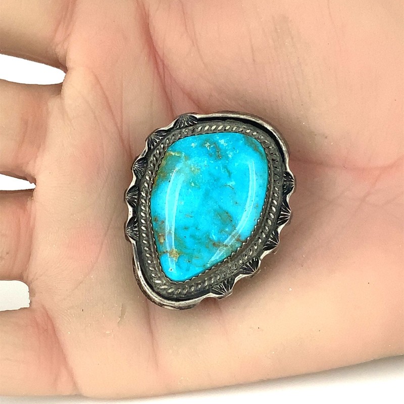 Native American Turquoise, Sterling Silver Vintage Bolo Tie Pendant
