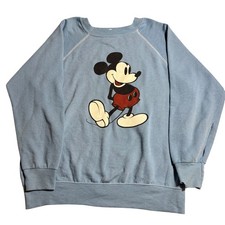 Vintage 80s Disney Casuals Sweatshirt Large Blue Mickey Mouse Raglan