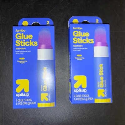up&up Jumbo Washable Glue Sticks, Disappearing Purple Dries Clear, 2 Pack of 2