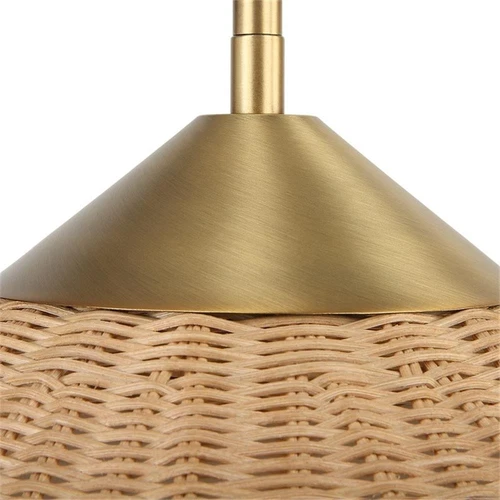 Uttermost Phuvinh 1-Light Rattan & Steel Pendant in Natural/Antique Brass - Picture 6 of 8