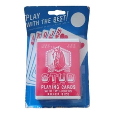 Vintage Stud Poker Size Playing Cards Sealed New on Card Linen Finish Two Jokers