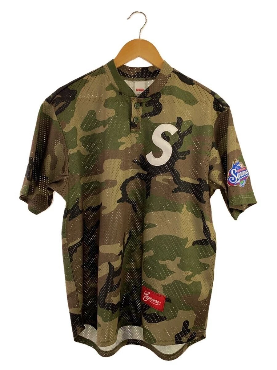 Supreme 24Aw/S Logo Baseball Henley/chemise à manches courtes/S/polyester/vert/camo