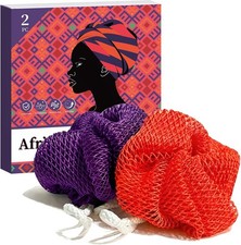African Net Sponge Authentic 2 Pack, Exfoliating Body Scrubber for Daily Use,