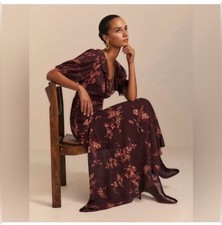 New Reformation Women Brown Floral Maxi Dress Size 4