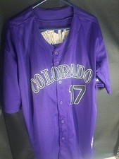 Majestic Authentic Collection Rockies Todd Helton Purple Jersey Cool Base Sz 52