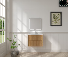24'' Floating Bathroom Vanity Set, Wall Mounted Solid Wood Bathroom Cabinet wi