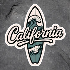 California sticker vinyl decal surf board beach surfer west coast window mug 