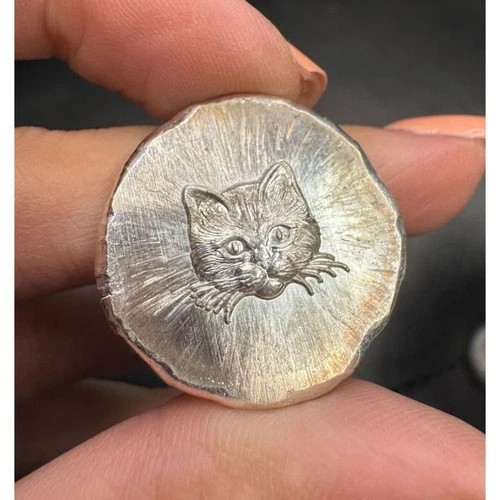 .5 oz MK BarZ Kitten Shiny Stamped Fractional .999 FS