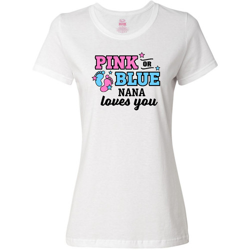 Inktastic Pink Or Blue Nana Loves You Women's T-Shirt Reveal Grandma Party Love