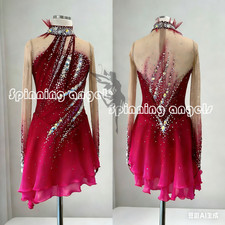 Ice Skating Adult Figure skating Dress Gymnastics Costume red dyeing