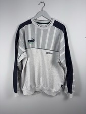 Vintage 90s Puma King Treff Crewneck Sweatshirt Gray Blue L/XL Rare Retro Oldsch