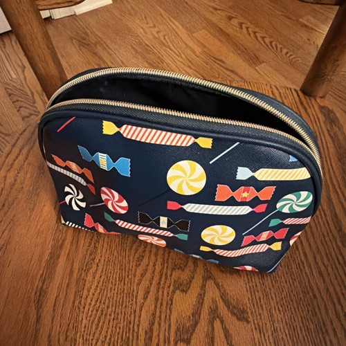 Dabney Lee NWOT Navy Multicolor Candy Print Zip Top Makeup Cosmetic Bag