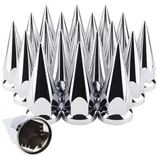 33mm x 4 3/4" Chromed Spike Lug Nuts Covers Push On, Spike - Push On 20Pcs