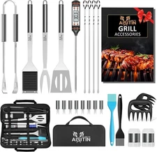 BBQ Tool Set Stainless Steel Outdoor Grill Utensil Cooking Cutlery Kit with Case