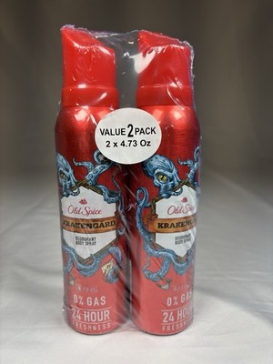 Old Spice Krakengard Deodorant Body Spray 4.73oz 2 Pack New Sealed Rare 24 Hour