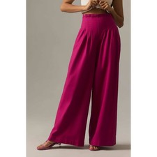 By Anthropologie Wide-Leg Corset Pants Pleated Pink Career Office Girl Boss 4