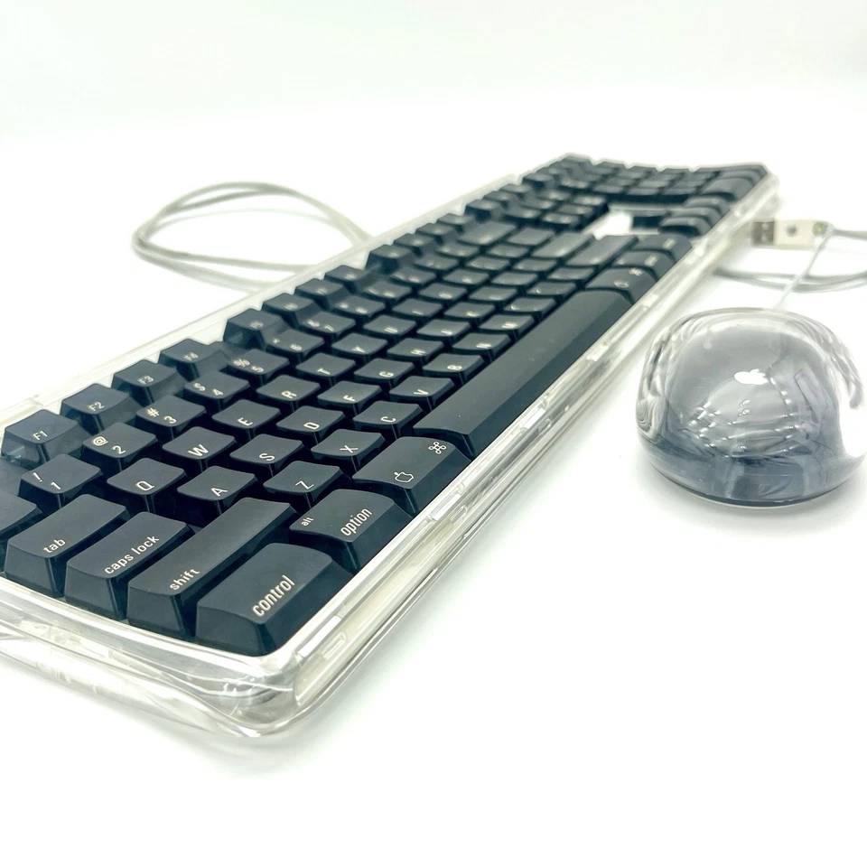 Teclado Apple Pro M7803 Pro Mouse M5769 USB Negro Transparente Mac Set Probado Foto 2 de 4