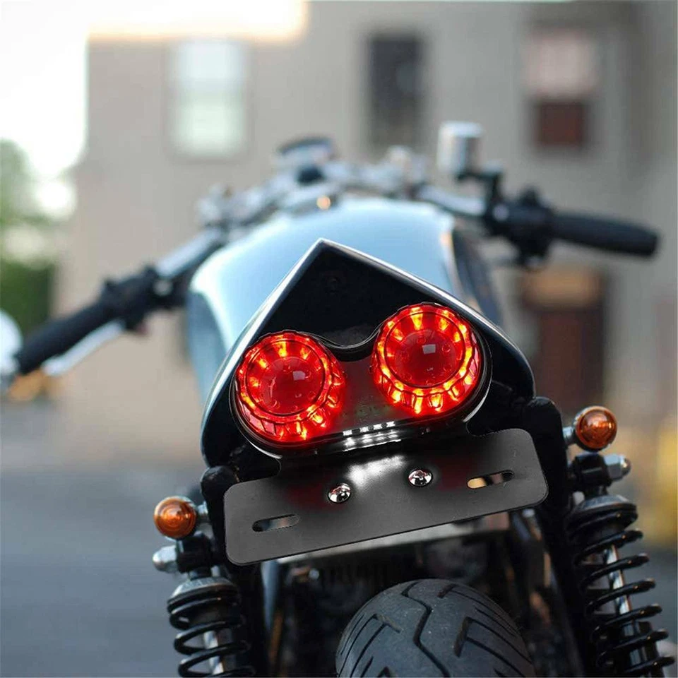 Motorcycle LED Dual Twin Brake Tail Turn signal License Plate Integrated Light - Image 2 of 4