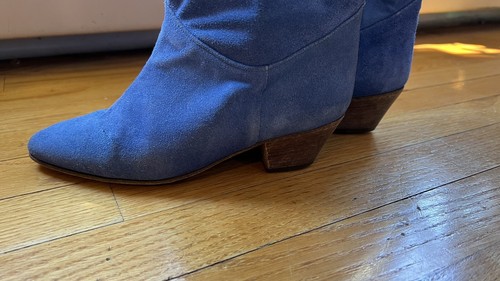 Vintage Blue Suede Boots - Women’s Size 5.5 / EUR 36 - Made & Purchased In Italy - Picture 7 of 12
