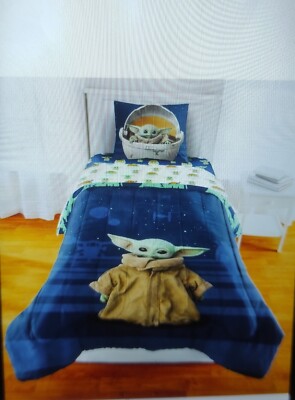 Star Wars Mandalorian Baby Yoda Reversible Twin/full Comforter Set Sham 72''X86''