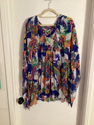 Women ''ECI'' multicolored, sheer,tunic/cover up top. Size XL. Reg. $59.99