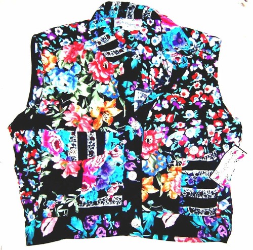 Cotton Express Sleeveless Vest Tops Red & White Denim + Floral Sizes M & L NWT - 第 7/11 張圖片