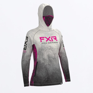 Open Box FXR Womens Tournament Pro UPF Hoodie Grey/Fuchsia Size XL
