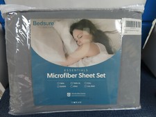 NIP BEDSURE KING SIZE MICROFIBER SHEET SET 100 MICROFIBER POLYESTER GRAY SET