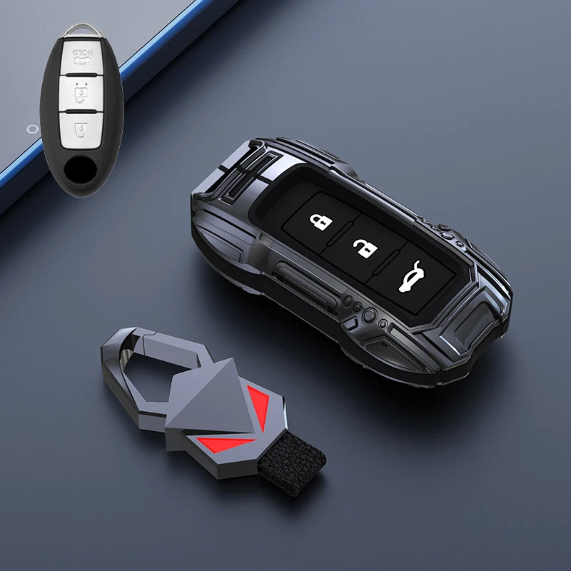 Zinc Alloy Silicone Car Key Cover Case For Nissan Qashqai March Pulsar 370Z Juke - Image 4 of 4
