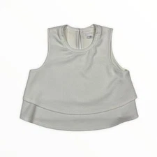 Cooperative Chic White Layered Sleeveless Crop Top Textured Minimalist Small