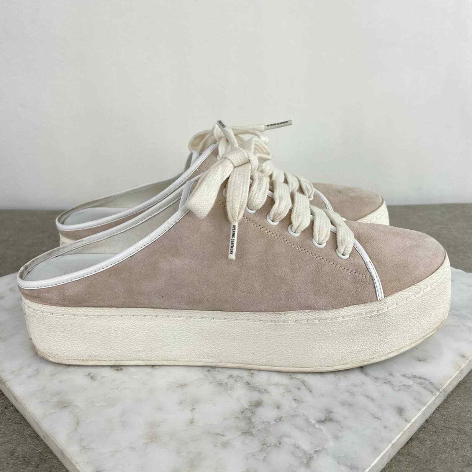 Opening Ceremony Tan Suede Lace Up Sneaker Clog - image 6